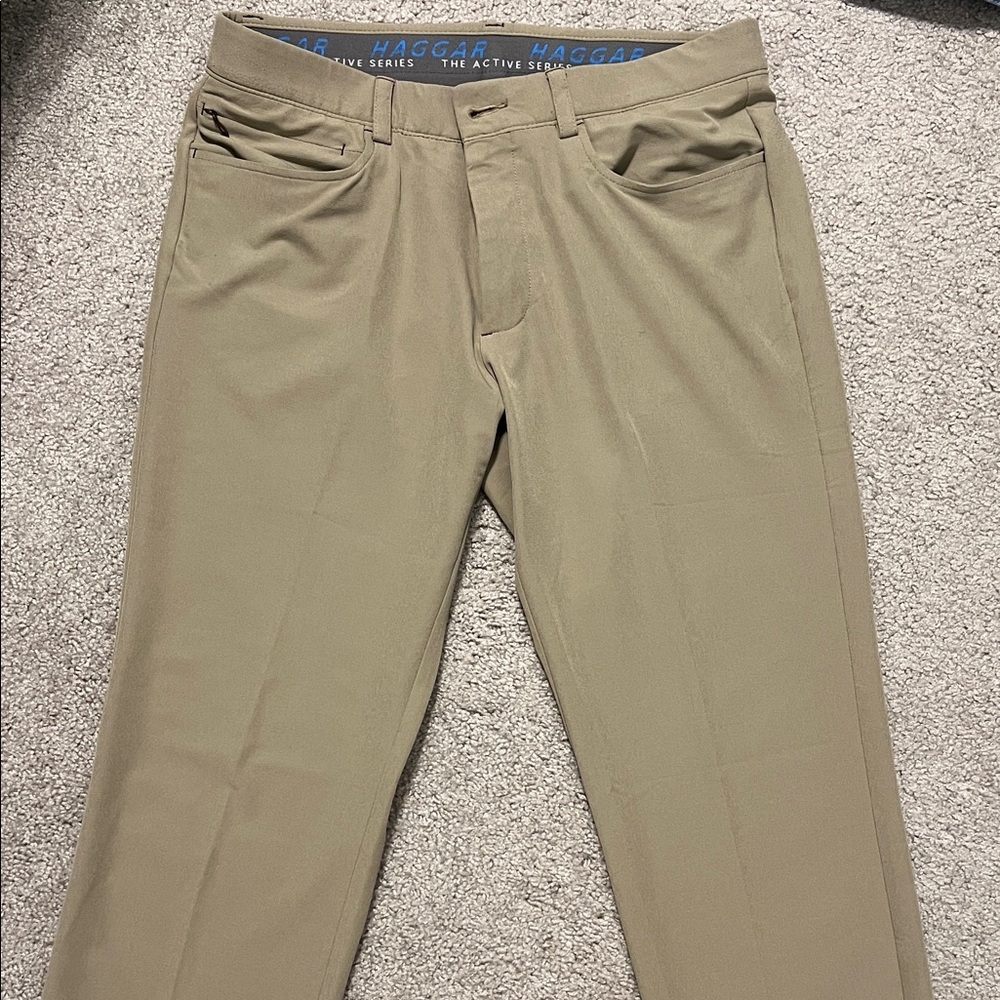 Haggar Men's The Active Series Tan Khakis Chino Pants